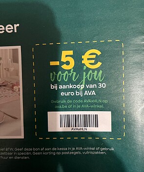 Coupon -5€ bij Ava in het laatste nieuws