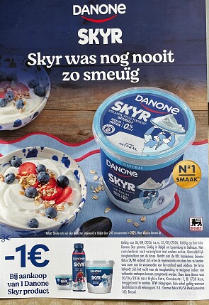 Danone Skyr producten in promo + coupon bij Delhaize