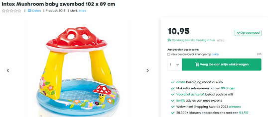 Baby-zwembad paddestoel €10,95