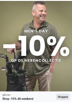Vandaag 10% op de mannencollectie bij Giks
