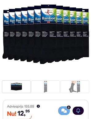 12 lucovitaal bamboe kniesokken voor 12,95€