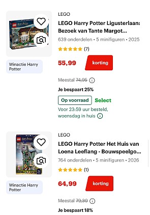 Harry Potter weekdeals bij Bol