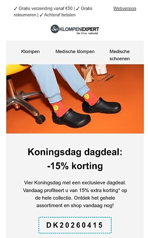 klompenexpert.nl: 15% extra korting