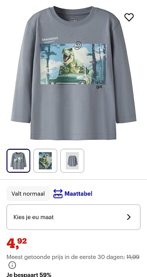 Name it shirt met lange mouwen maat 92 -59%
