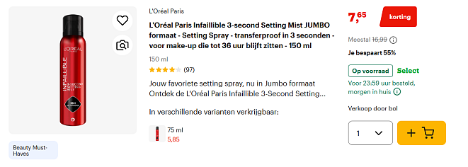 Tot 55% korting op L'Oréal Paris, Maybelline, Garnier & L'Oréal Men Expert