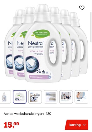 Neutral Vloeibaar Wasmiddel Wol & Fijne was