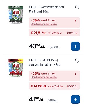 Dreft vaatwastabletten goedkoper met -35% korting