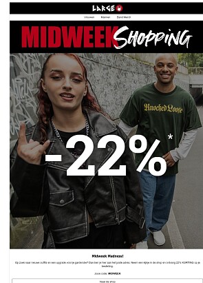 Large: 22% korting op 29/04