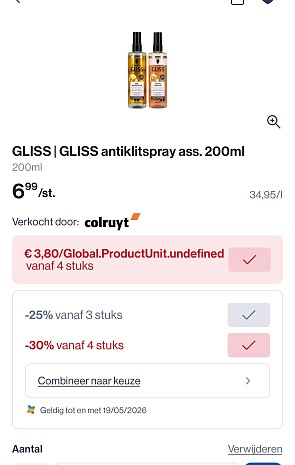 Gliss antiklitspray 200 ml in promo
