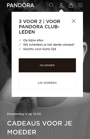 3e sieraad gratis voor Pandora Club leden