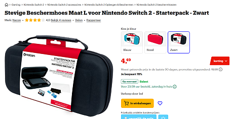Stevige Beschermhoes Maat L voor Nintendo Switch 2 - Starterpack - Zwart