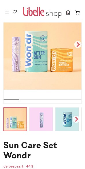 44% korting op de Sun Care set van wondr in de libelle shop