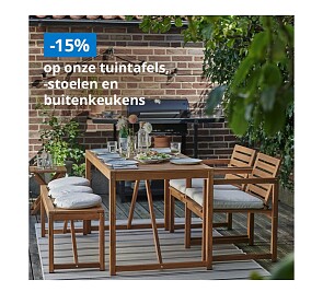 15% korting op tuintafels/stoelen & buitenkeukens bij Ikea 💛