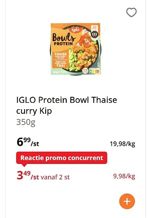 Iglo proteïne bowl Thaise curry 350 gram -50%