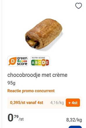 Chocobroodje met crème -50% bij okay