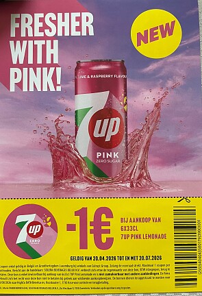 7 up zero sugar pink 33 cl (new)in promo + coupon