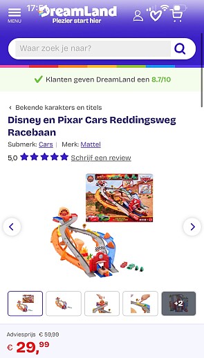 Disney en Pixar Cars Reddingsweg Racebaan