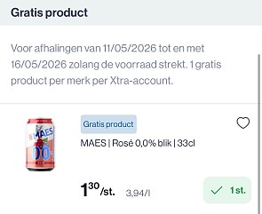 Gratis blikje Maes Rose 0,0% bij Collect en go