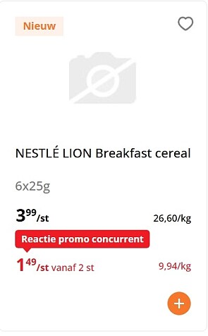 Nestlé Lion breakfast Cereal en nesquick graanrepen 6x25 gram voor slechts 1,49€