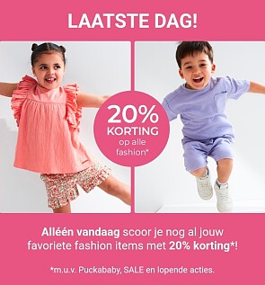 20% korting op alle fashion bij Prénatal