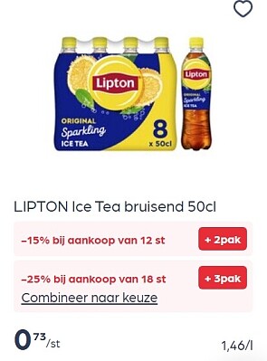 Verschillende Lipton ice tea 50 cl in promo