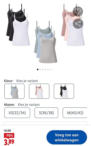 Spaghettitop voor dames, 3 stuks -70%