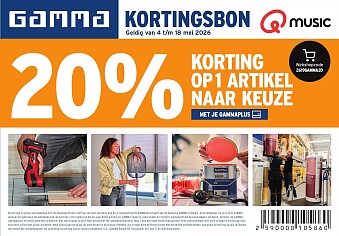 20% korting op 1 artikel naar keuze bij GAMMA