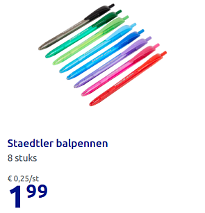 Staedtler set 8 balpennen goedkoopst bij Action