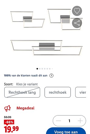 Ledplafondlamp -66%