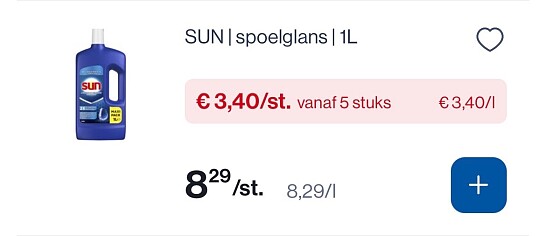 Sun vaatwasproducten goedkoper
