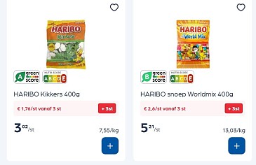 Haribo snoepjes tot de helft goedkoper