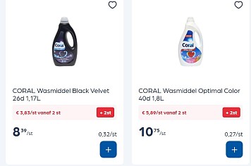 Coral wasmiddel goedkoop bij Colruyt