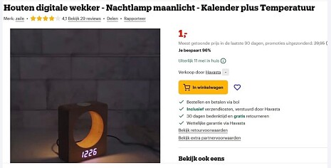 Houten wekker
