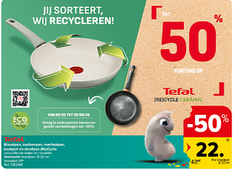 Tot 50% korting op Tefal pan (Re)Cycle Ceramic