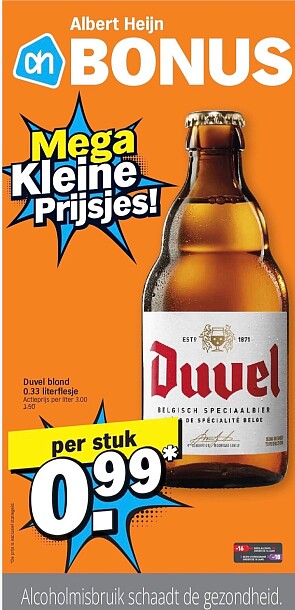 Duvel 33 cl flesjes voor slechts 0,99€