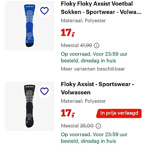 Axsist sportsokken aan 17€