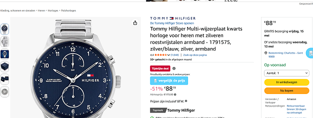 Tommy Hilfiger Multi-wijzerplaat kwarts horloge voor heren