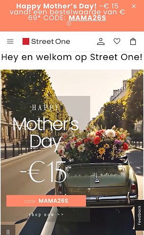 -€15 korting bij Street one