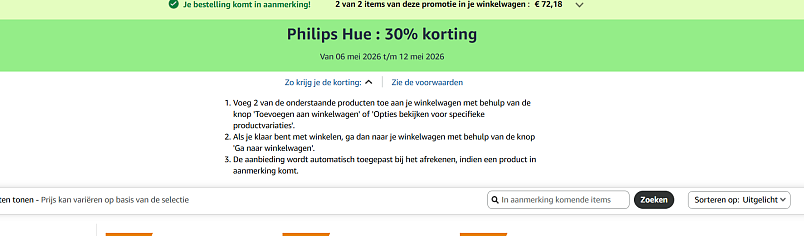 Philips Hue : 30% korting (ook op bestaande kortingen) vanaf 2 stuks