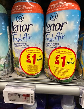 Lenor fresh air 2+3 gratis + coupons op verpakking bij Delhaize