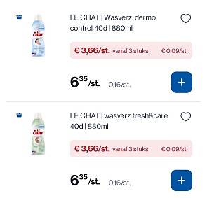 Le chat wasverzachter goedkoper + geen servicekost