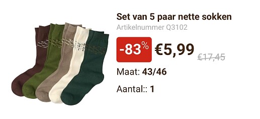 Set 5 paar sokken