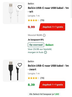1+1 gratis op Belkin mobiele accessoires