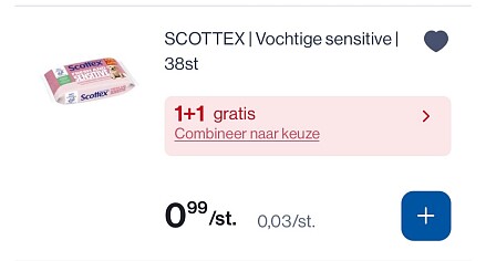 Scottex vochtige doekjes sensitive 2 voor 0,99€