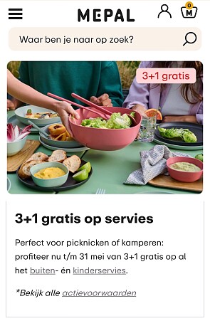 3+1 gratis op servies