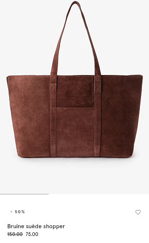 Bruine suède shopper aan -50%