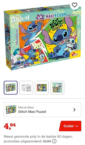 -61% Lisciani Disney Stitch maxi vloerpuzzel 25 stuks