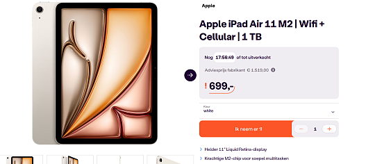 Tablet: Apple iPad Air 11 M2 | Wifi + Cellular | 1 TB