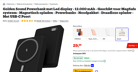 Golden Sound Powerbank met Led display - 12.000 mAh -62%!