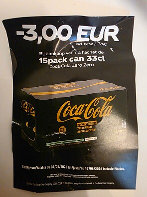 Coca-Cola Zero Zero Caffeine krtingsbon van -3,00 EUR